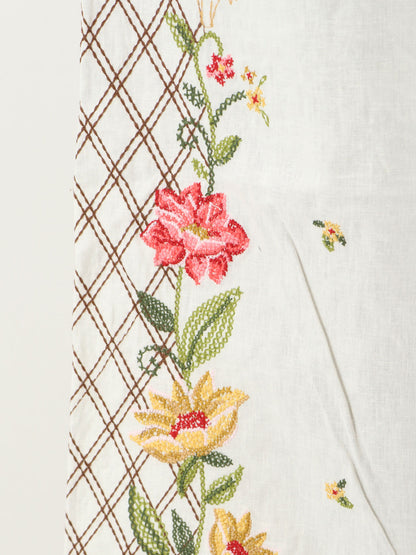 Linen and viscose trousers with embroidery thumbnail