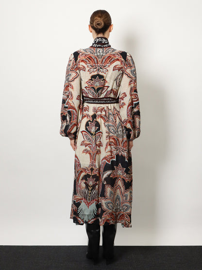 Viscose Tapestry Dream Long-Sleeve Midi dress thumbnail