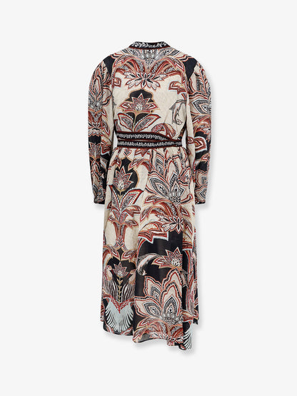Viscose Tapestry Dream Long-Sleeve Midi dress thumbnail