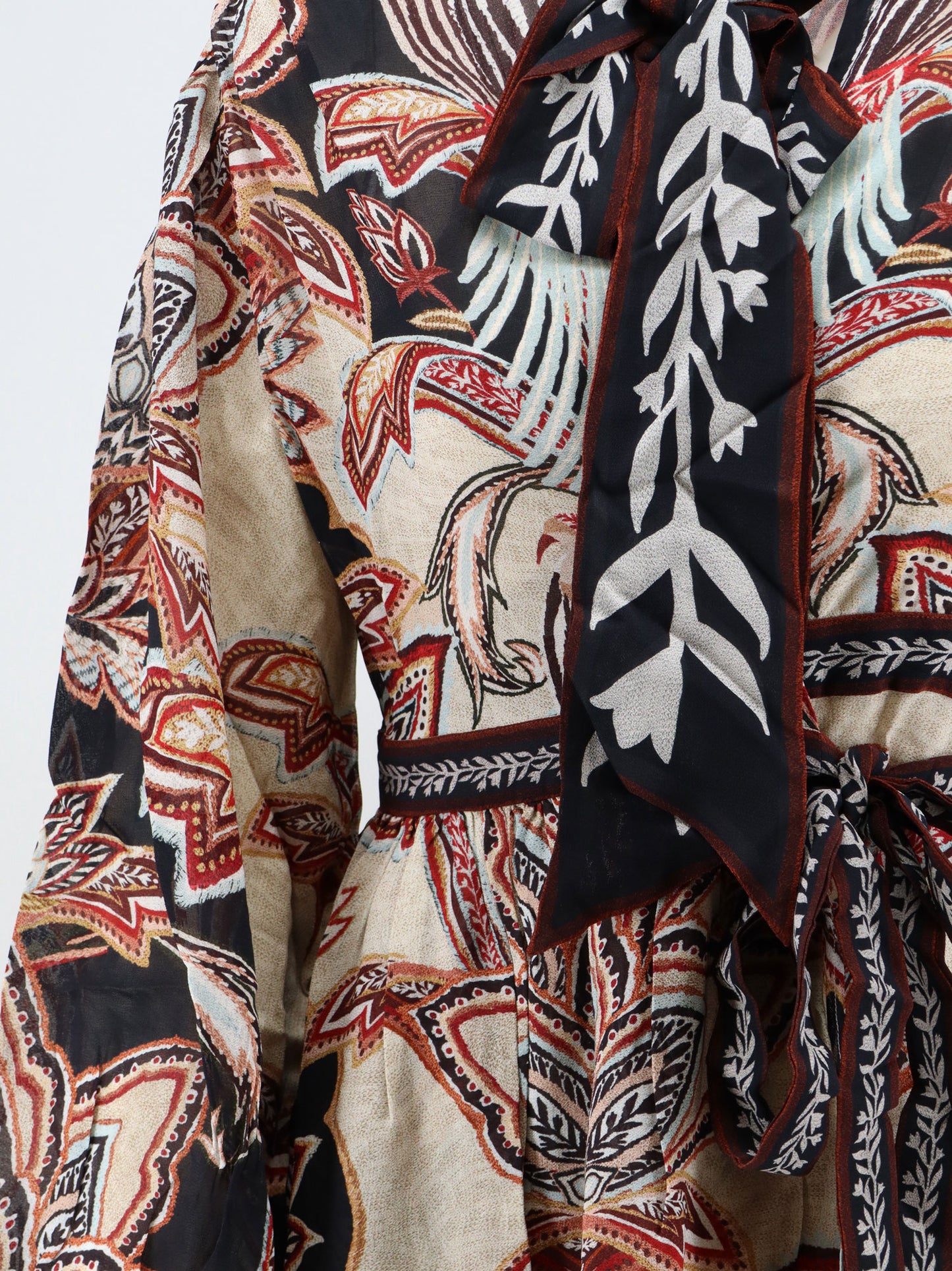 Viscose Tapestry Dream Long-Sleeve Midi dress