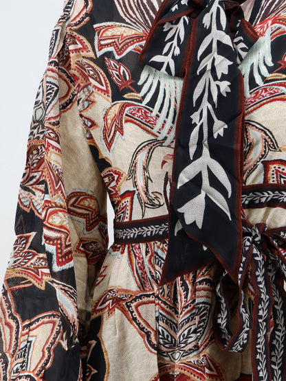 Viscose Tapestry Dream Long-Sleeve Midi dress thumbnail