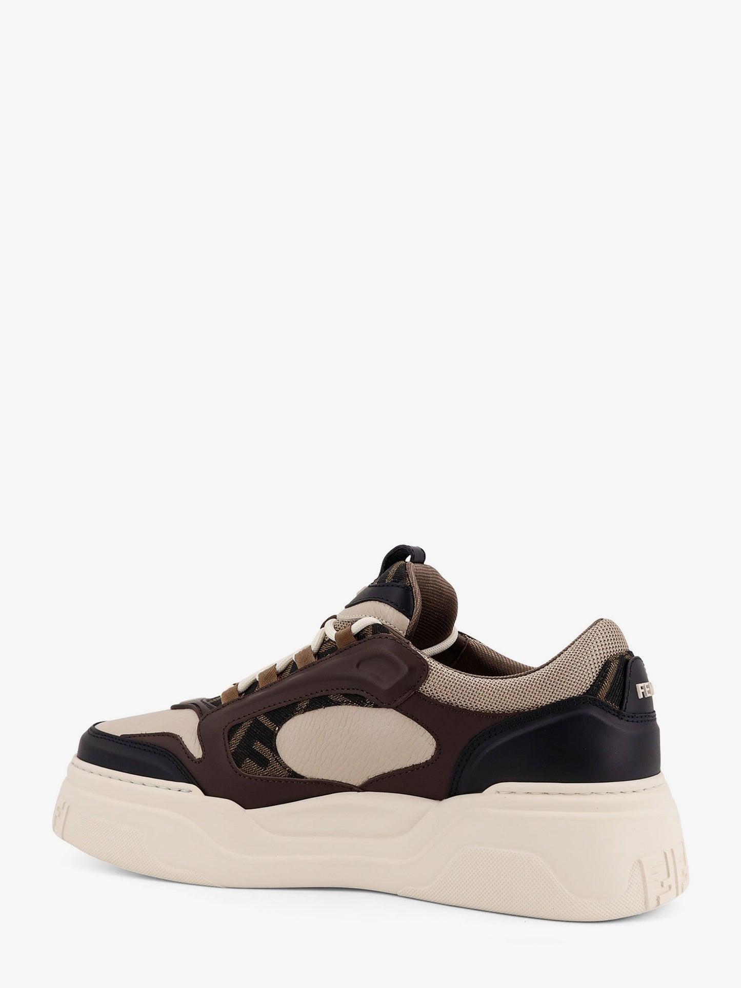Sneakers Fendi Force in pelle con inserti in tessuto FF jacquard