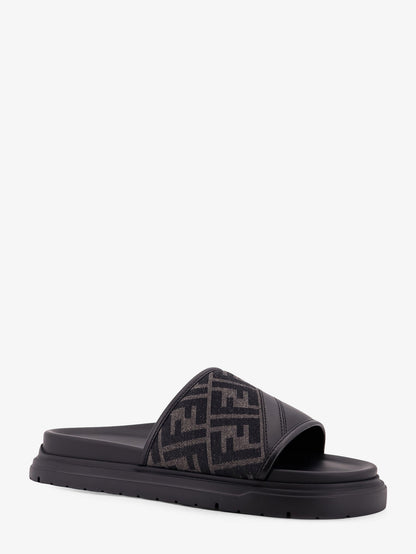 Low leather sandals with FF jacquard insert thumbnail