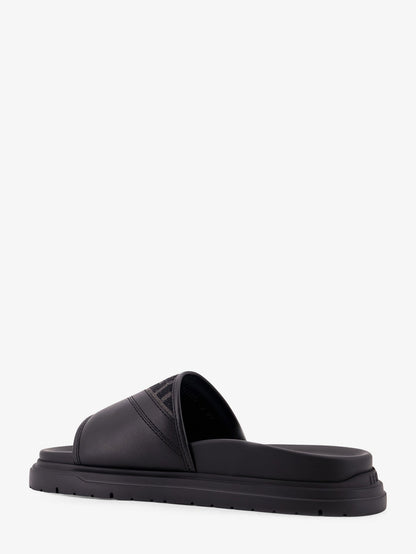 Low leather sandals with FF jacquard insert thumbnail
