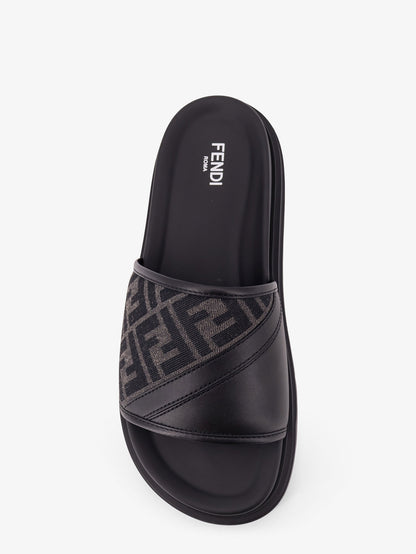Low leather sandals with FF jacquard insert thumbnail