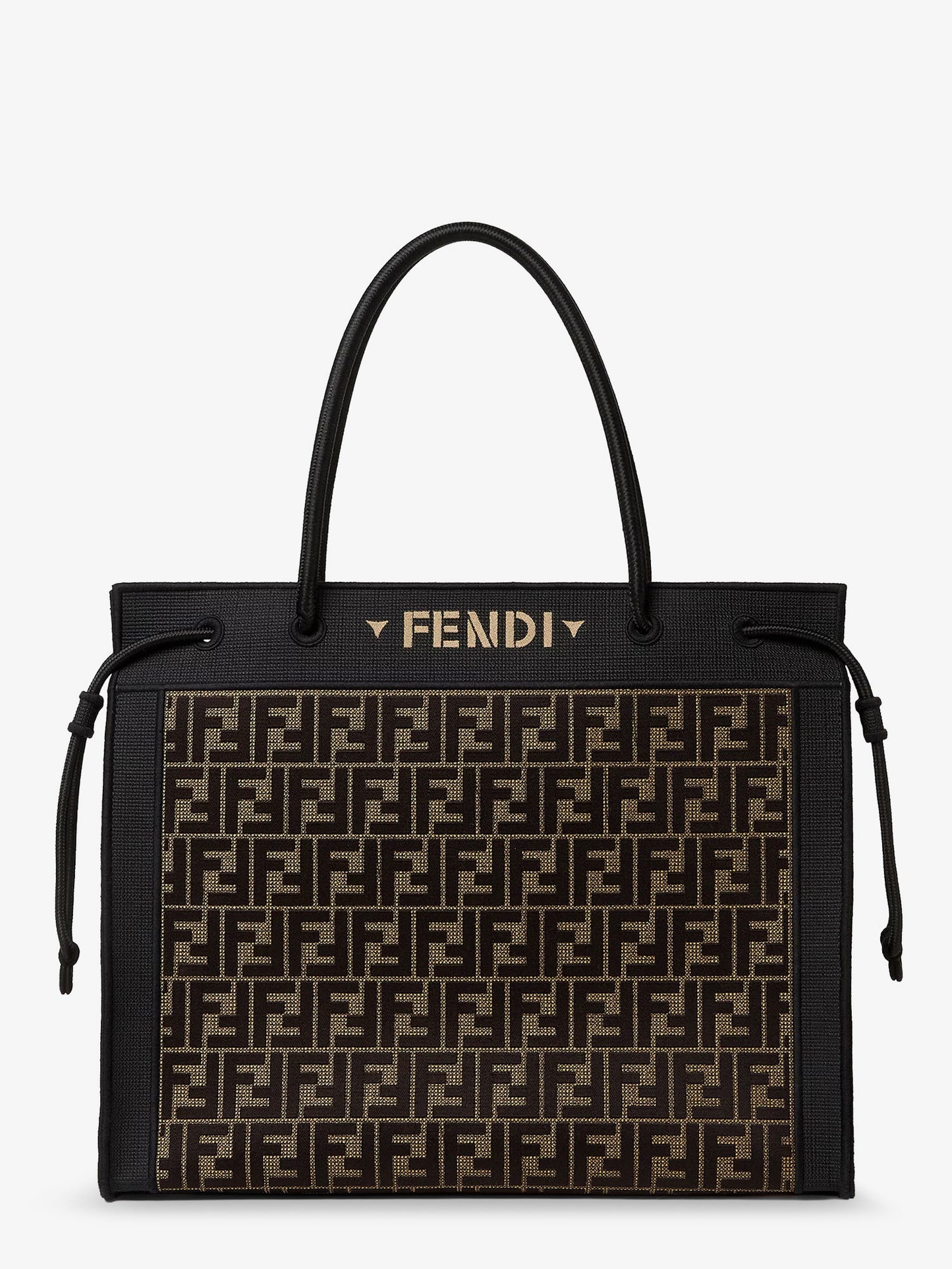 Borsa Magic Shopper in tessuto FF con logo ricamato frontale