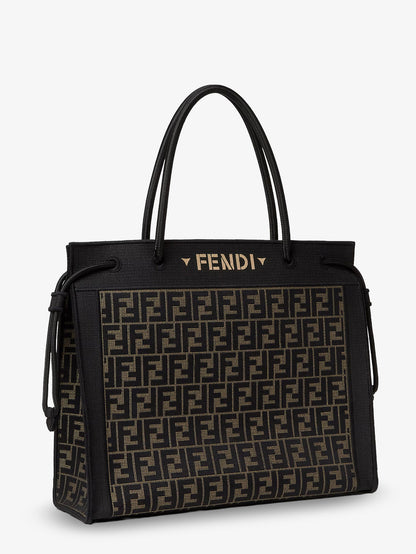 Borsa Magic Shopper in tessuto FF con logo ricamato frontale thumbnail