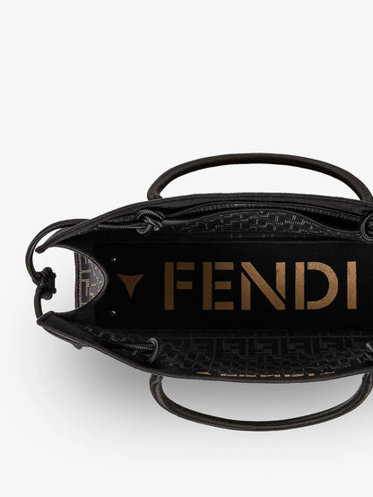 Borsa Magic Shopper in tessuto FF con logo ricamato frontale thumbnail