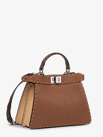 Borsa a tracolla Peekaboo IseeU Small in pelle con macro impunture Selleria thumbnail