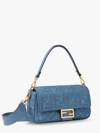 Borsa a mano Baguette® in rafia con ricamo FF all-over thumbnail