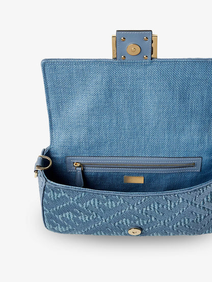 Borsa a mano Baguette® in rafia con ricamo FF all-over thumbnail