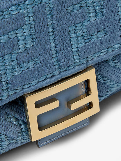 Borsa a mano Baguette® in rafia con ricamo FF all-over thumbnail