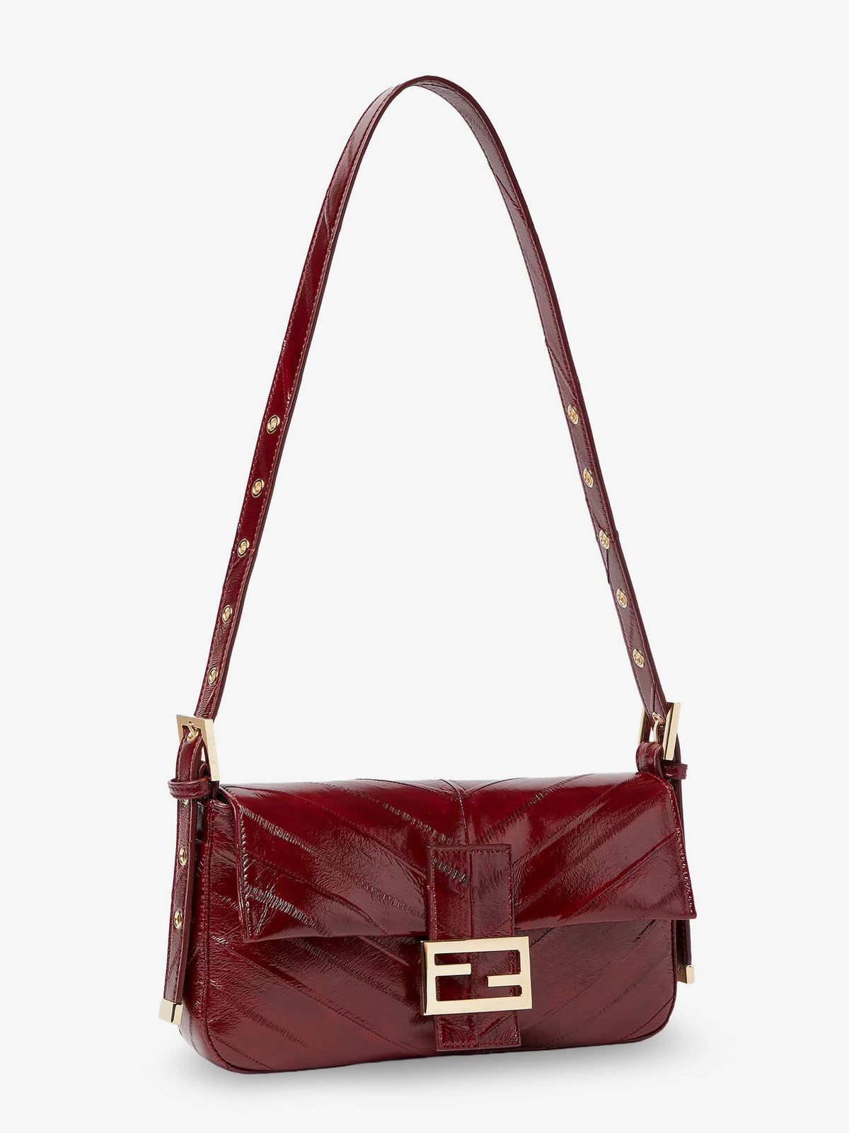 Borsa a spalla Baguette 26424 con intarsi a forma di missina