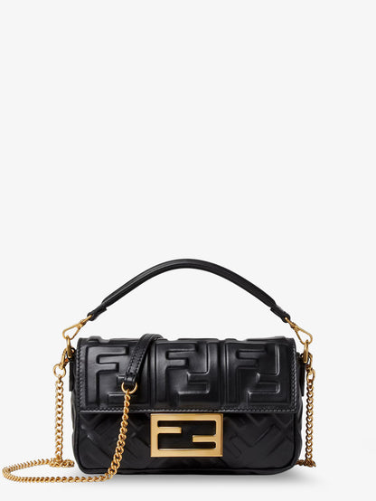 Baguette Mini leather shoulder bag with embossed FF pattern thumbnail