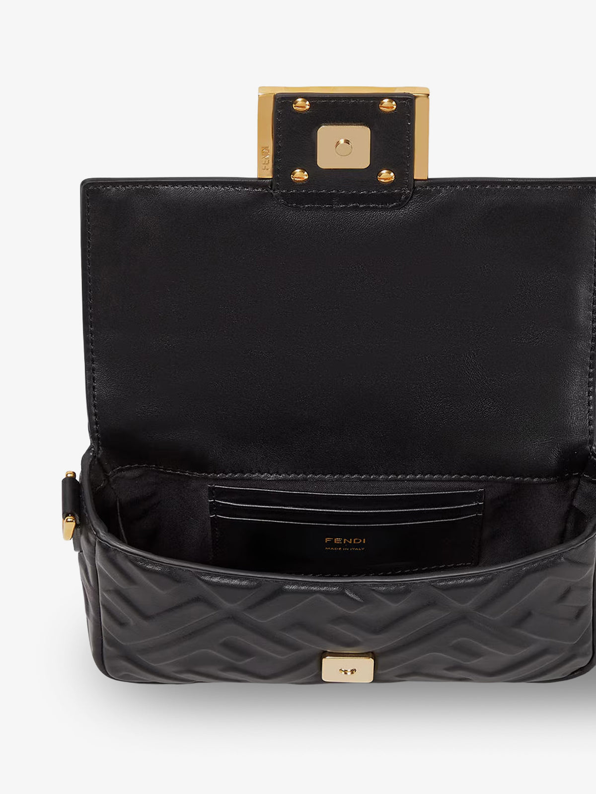 Baguette Mini leather shoulder bag with embossed FF pattern