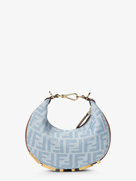 Borsa a mano Fendigraphy Mini in denim con logo FF all-over
