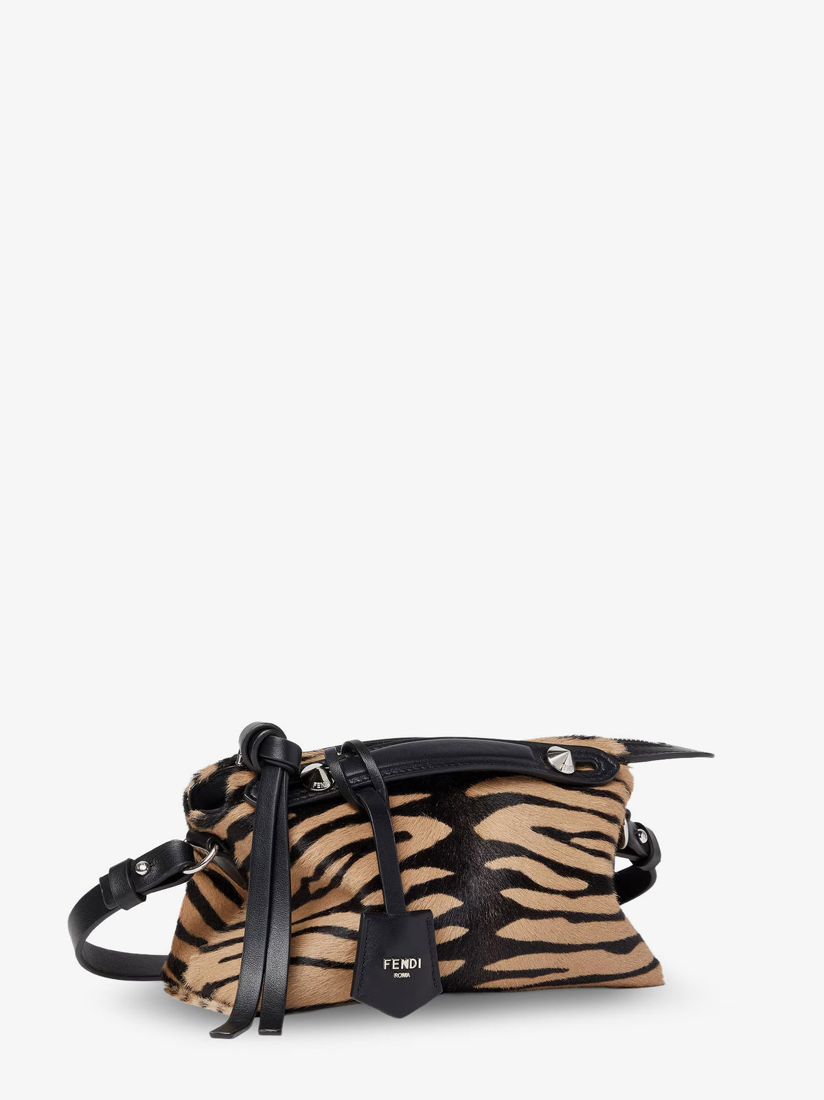 Boston handbag with tiger print in pony skin