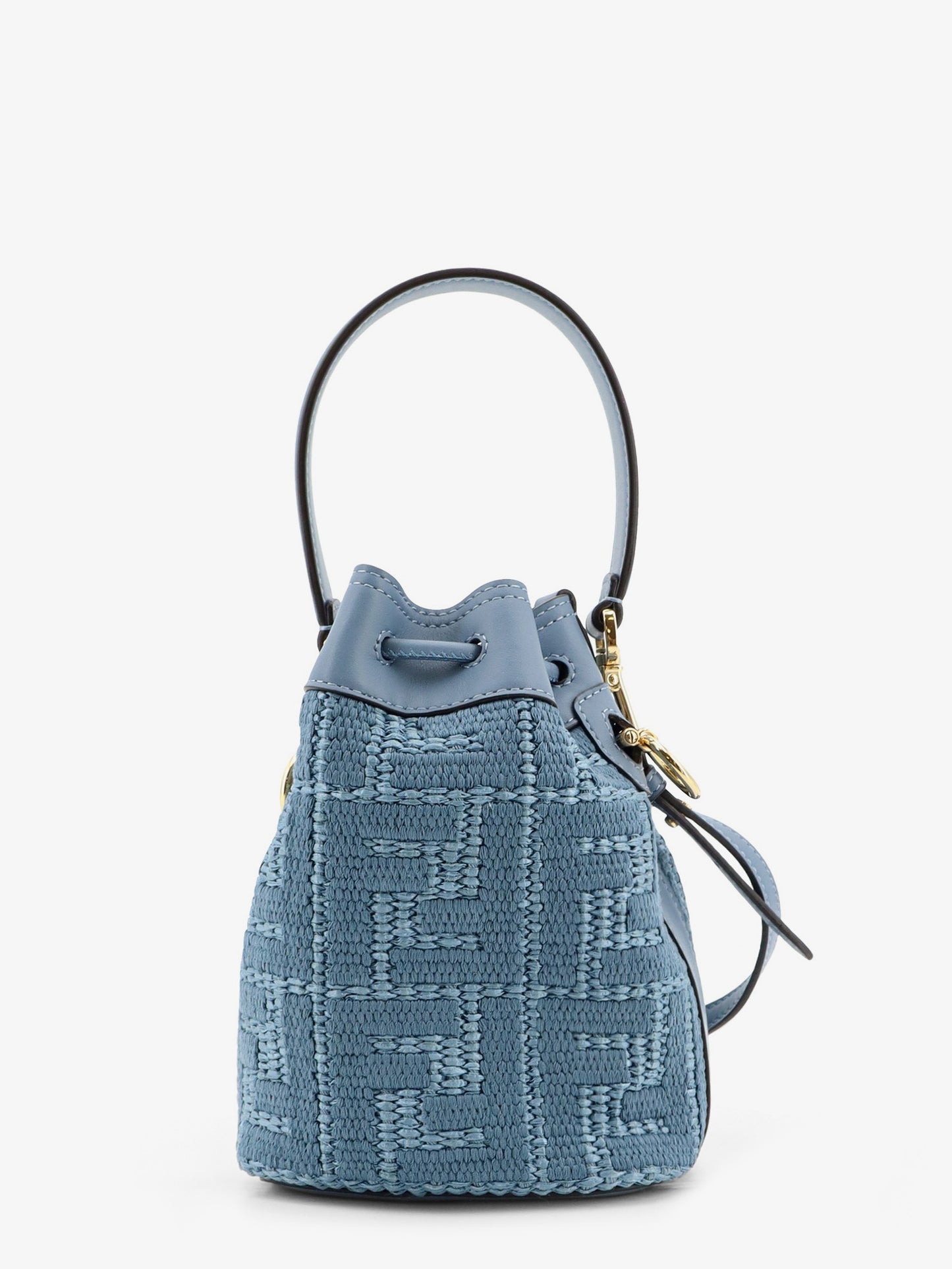 Mon Tresor raffia shoulder bag with FF embroidery