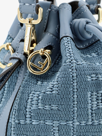 Mon Tresor raffia shoulder bag with FF embroidery thumbnail