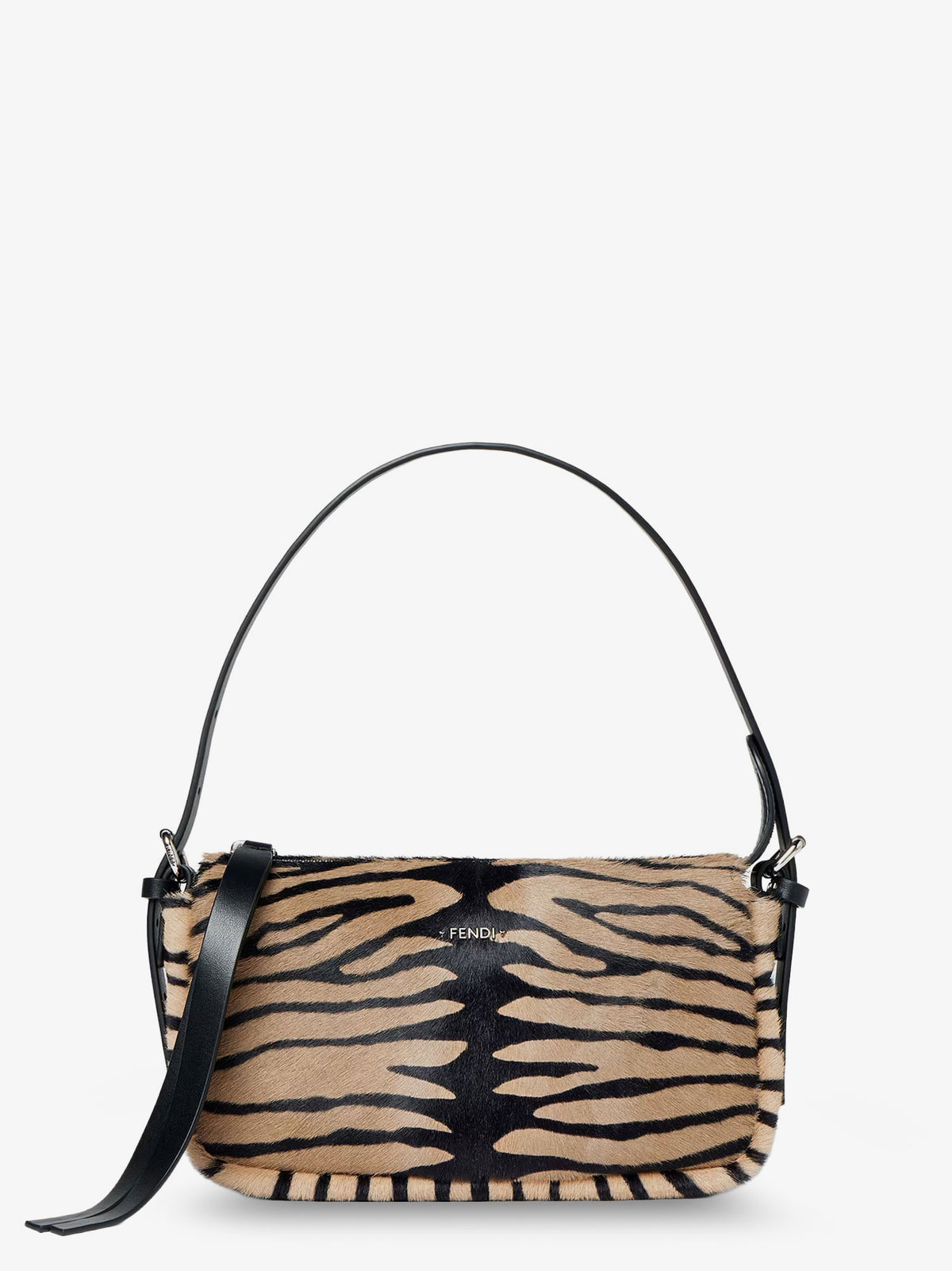 Zip Top Small shoulder bag in tiger-print pony skin