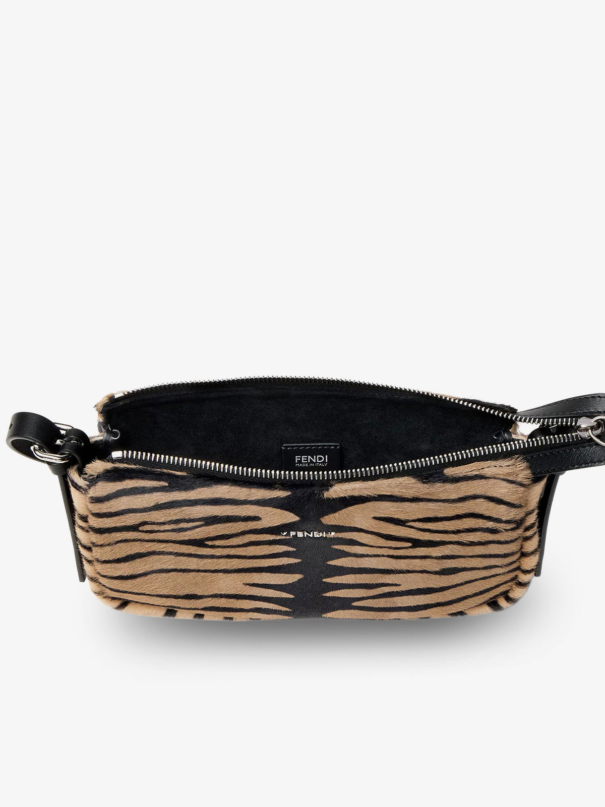 Zip Top Small shoulder bag in tiger-print pony skin