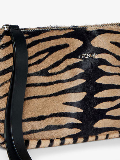 Zip Top Small shoulder bag in tiger-print pony skin thumbnail