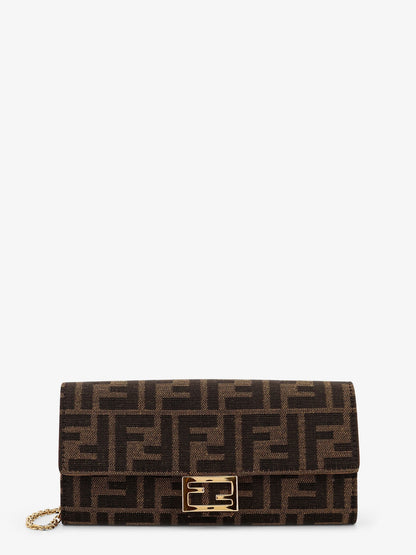 Borsa a tracolla Continental With Chain Baguette in tessuto jacquard FF thumbnail
