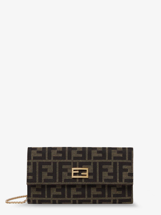 FF Zucca Fabric Continental Wallet with Chain Tube
