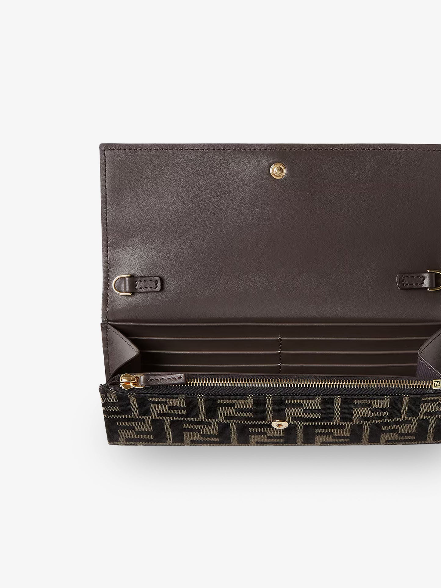 FF Zucca Fabric Continental Wallet with Chain Tube