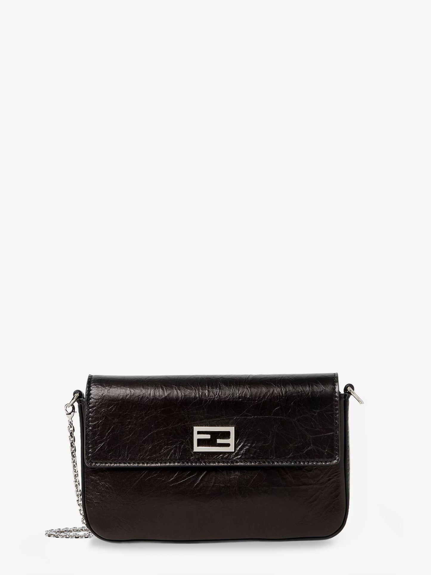 Crackled Leather Wallet on Chain Tube crossbody bag