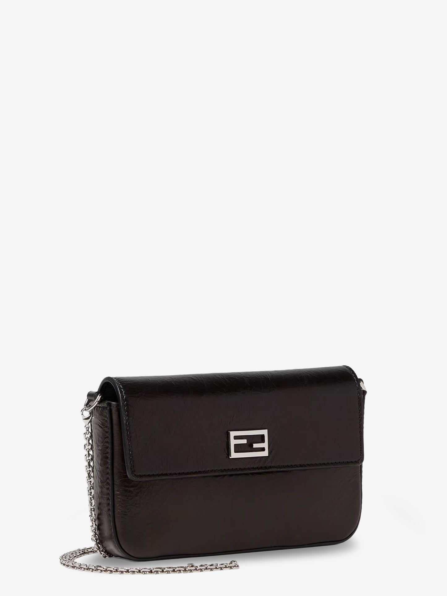 Crackled Leather Wallet on Chain Tube crossbody bag