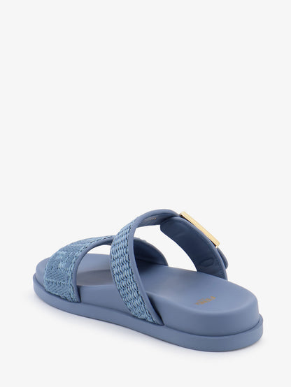 Fendi Feel woven rafia flat sandals thumbnail