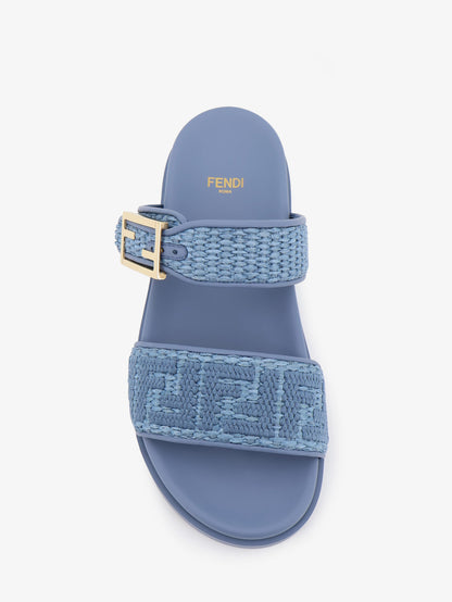 Fendi Feel woven rafia flat sandals thumbnail