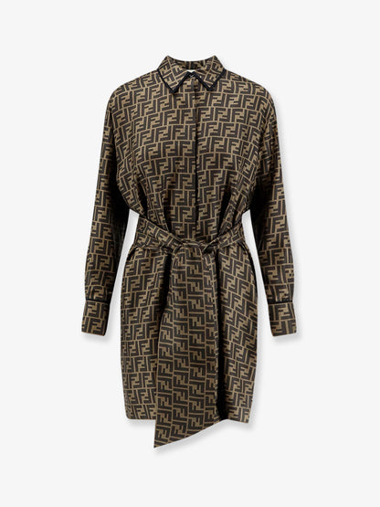 Silk dress with all-over FF motif thumbnail