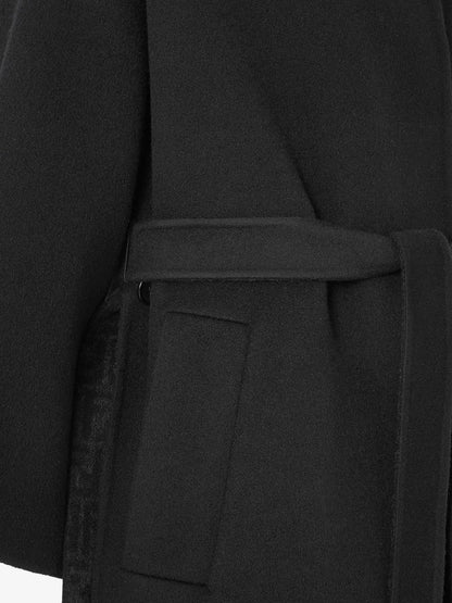 Cappotto midi in lana FF Zucca nero thumbnail