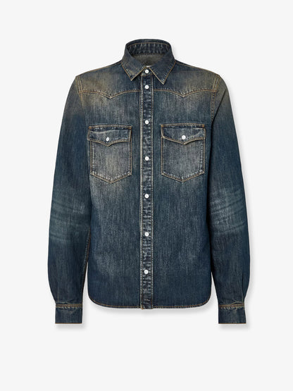 Cotton blend denim jacket with washed-out effect thumbnail