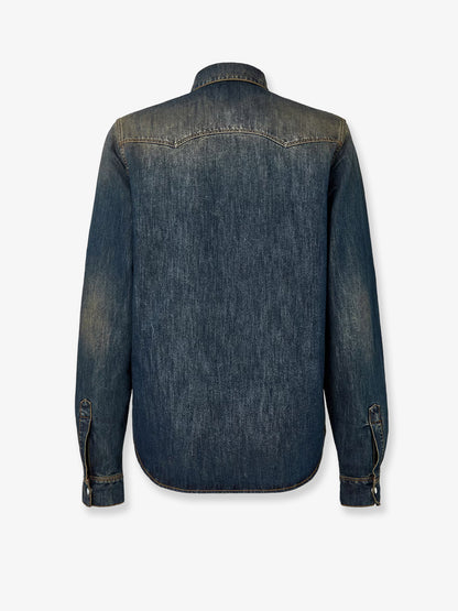 Cotton blend denim jacket with washed-out effect thumbnail
