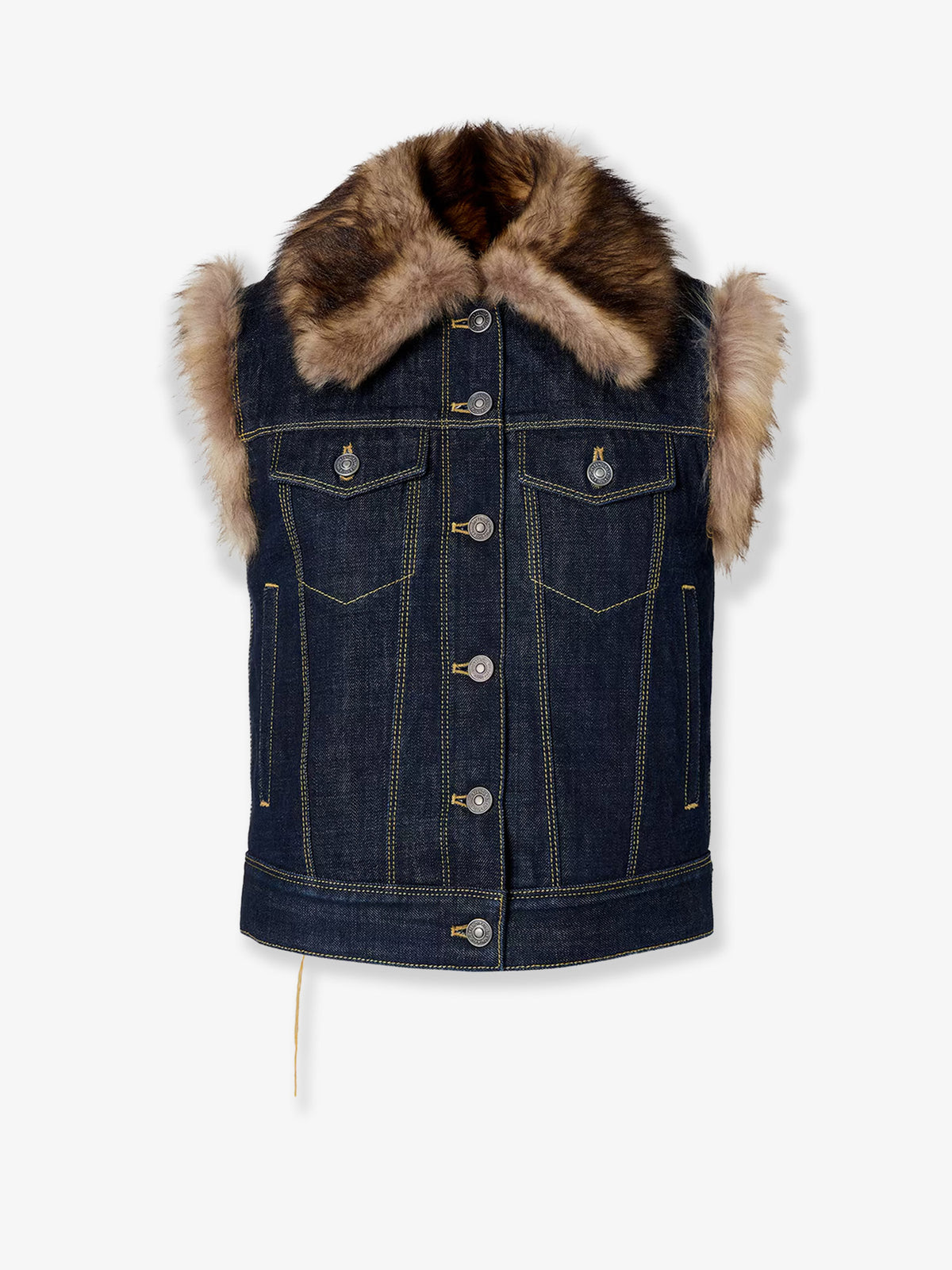 Denim and shearling vest