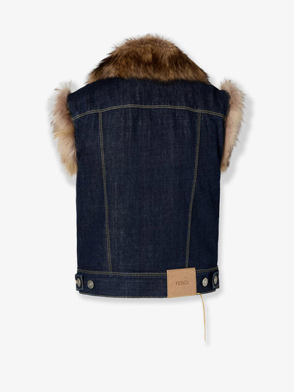 Denim and shearling vest thumbnail