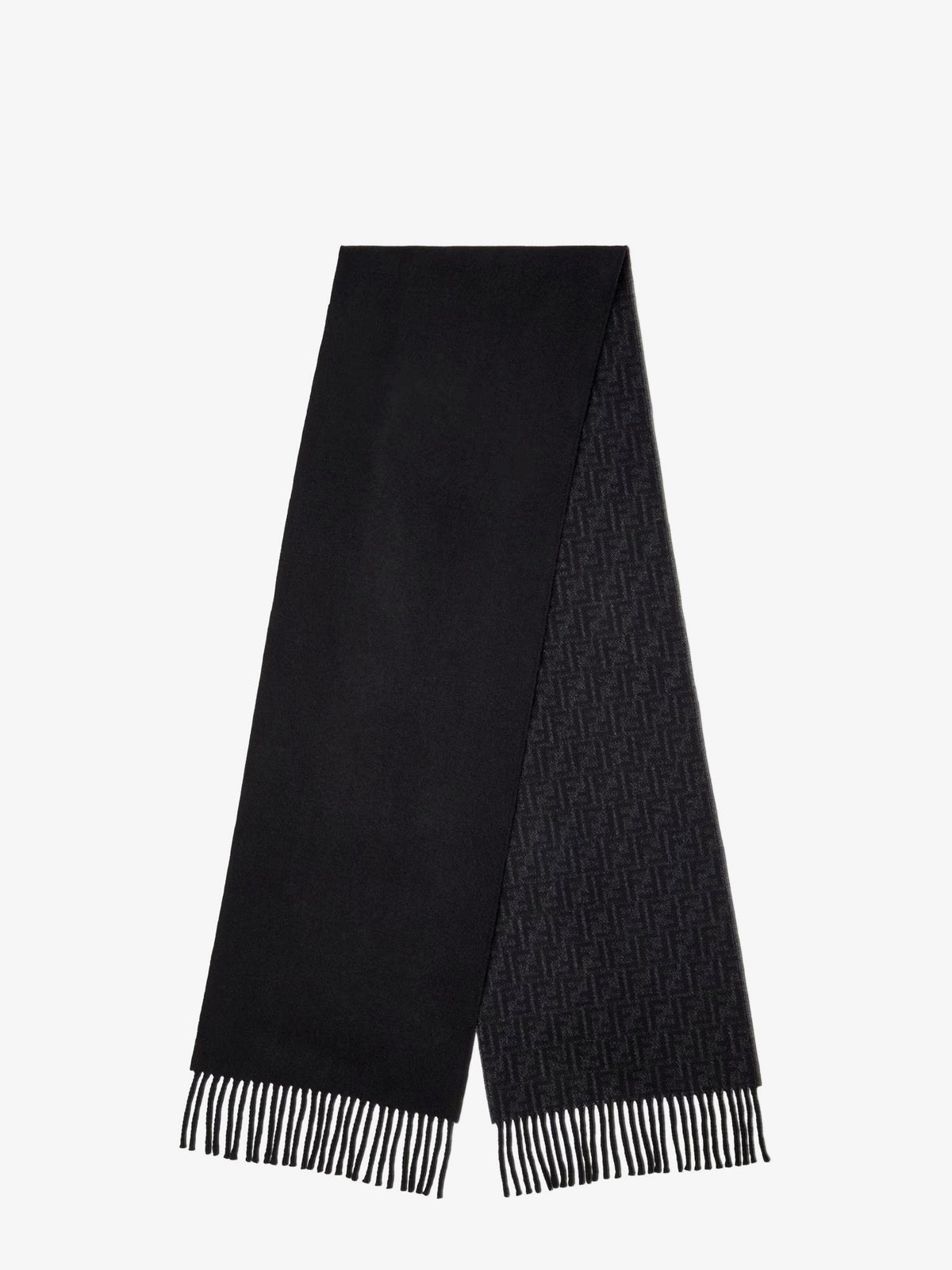 Sciarpa double-face in lana e cashmere FF Zucca nera