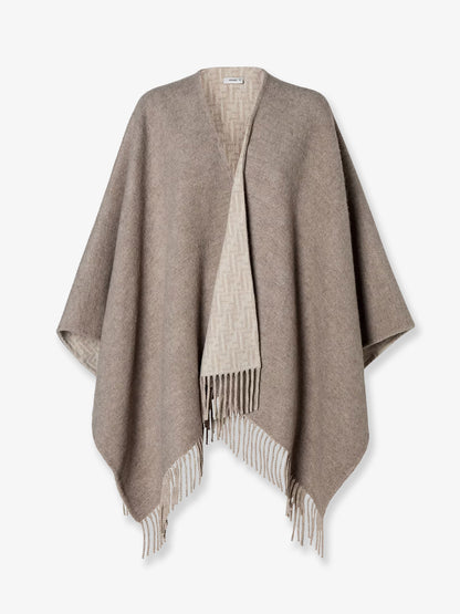 Wool and cashmere cape with FF zucca print thumbnail