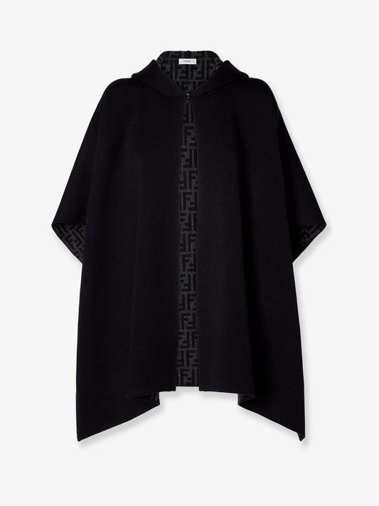 Poncho in cashmere FF Zucca nero e grigio