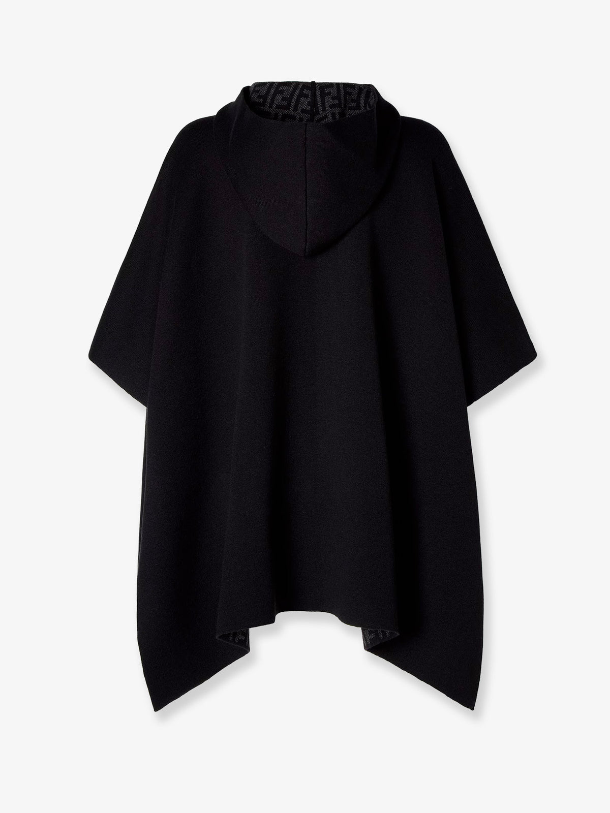 Poncho in cashmere FF Zucca nero e grigio