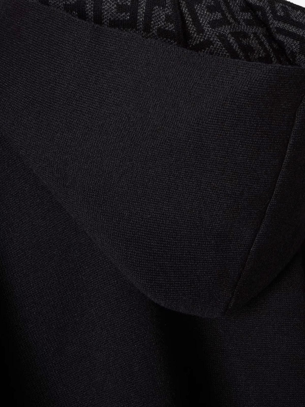 Poncho in cashmere FF Zucca nero e grigio