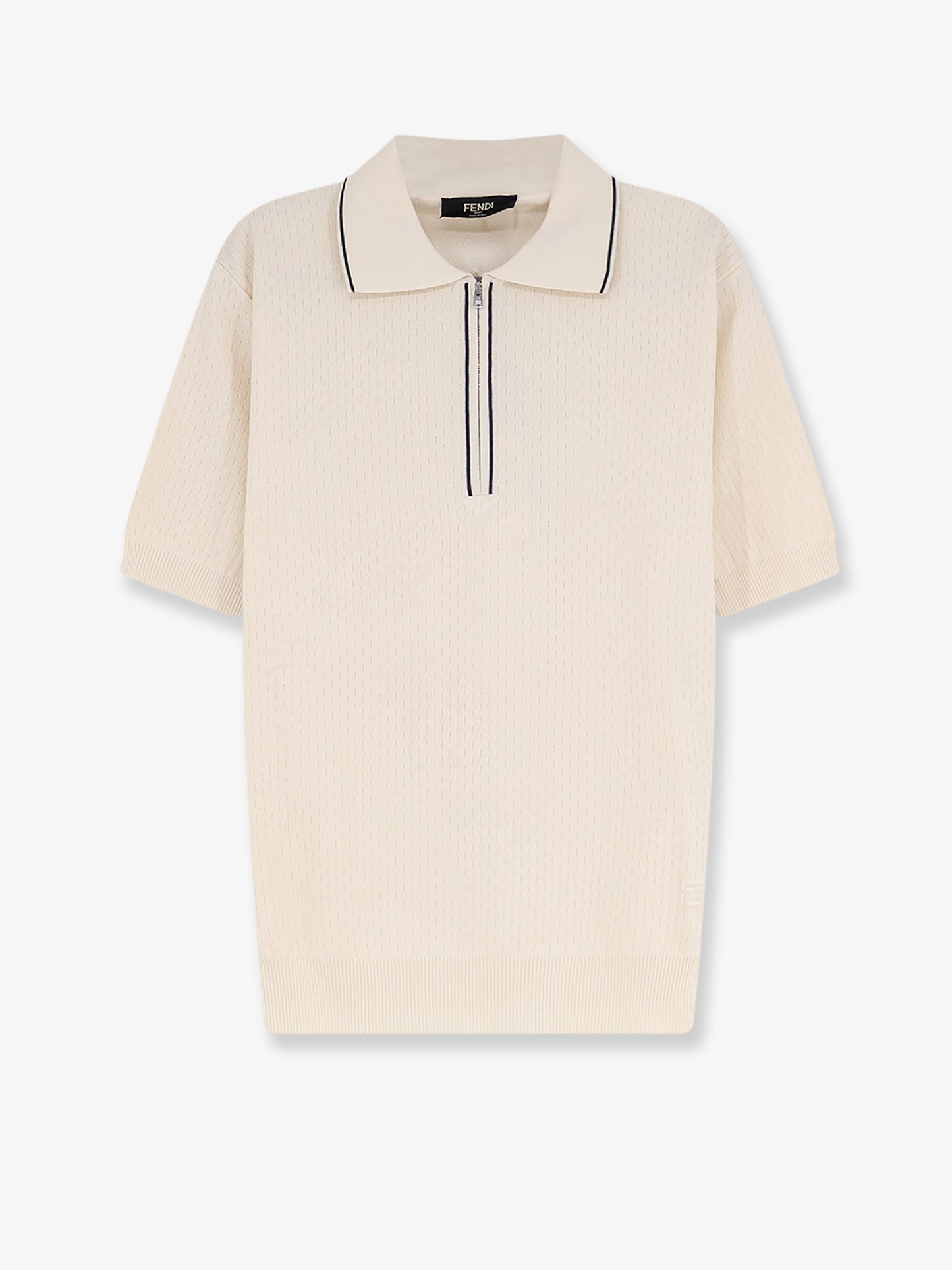 Cotton and silk polo shirt with FF embroidery