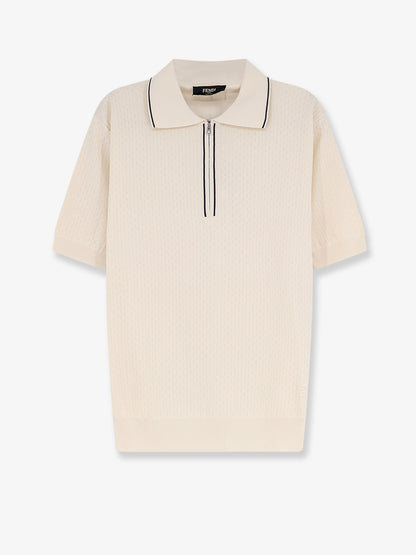 Cotton and silk polo shirt with FF embroidery thumbnail