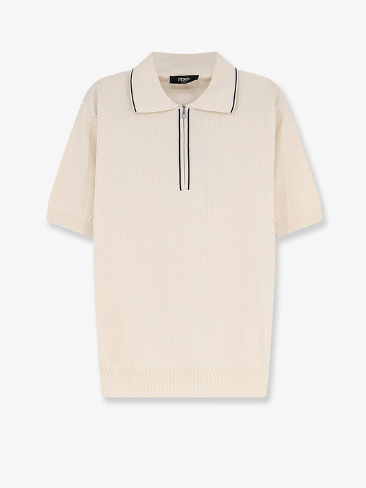 Cotton and silk polo shirt with FF embroidery