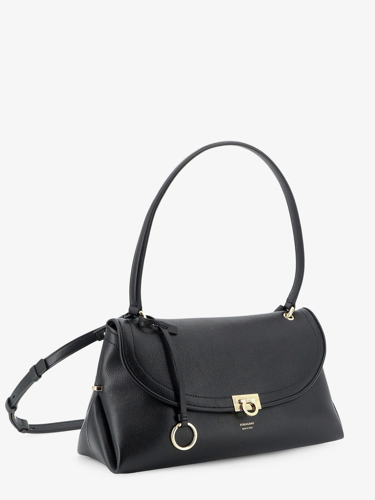 Leather shoulder bag with Gancini detail