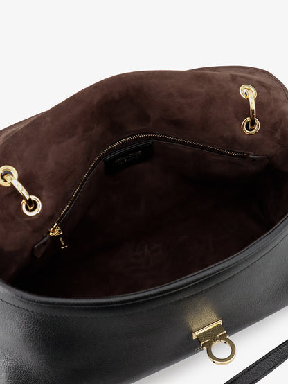 Leather shoulder bag with Gancini detail thumbnail