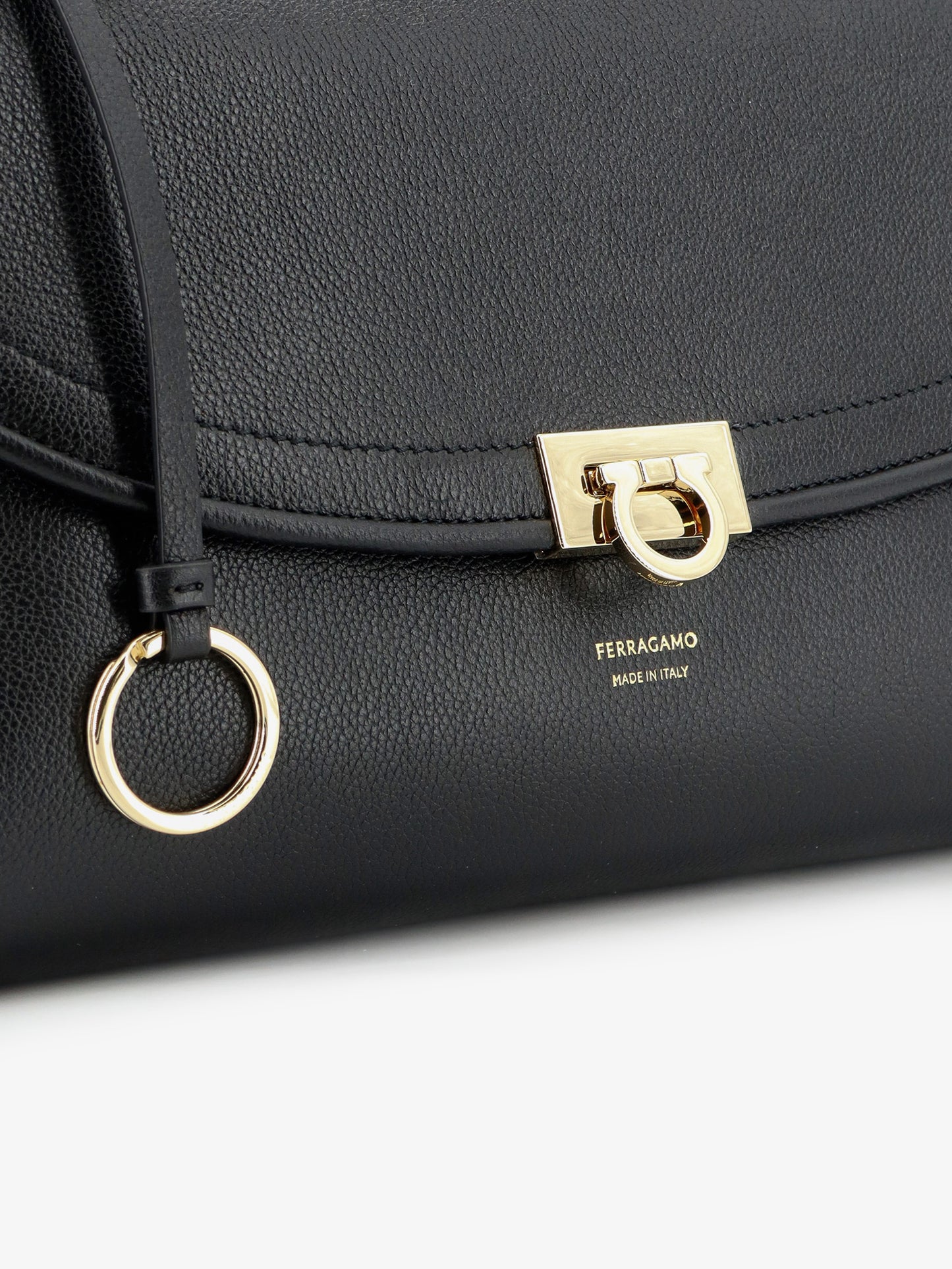 Leather shoulder bag with Gancini detail